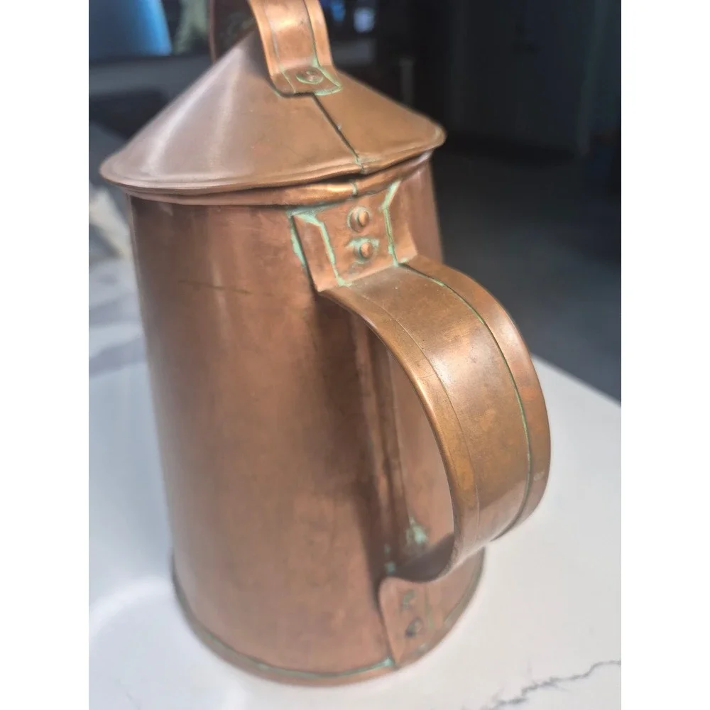 Vintage Primitive Copper Coffee‎ Pot Pitcher Rustic Farmhouse Decor 9.5 Inch